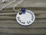 Adversity Inspiration Necklace- "thrive in adversity" - Hand-Stamped Necklace with an accent bead in your choice of colors