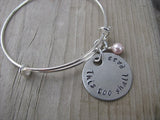 This Too Shall Pass Bracelet- "This too shall pass" - Hand-Stamped Bracelet- Adjustable Bangle Bracelet with an accent bead of your choice