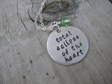 Total Eclipse of the Heart Inspiration Necklace- "total eclipse of the heart"  - Hand-Stamped Necklace with an accent bead in your choice of colors