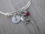 Toucan Charm Bracelet- Adjustable Bangle Bracelet with an accent bead of your choice