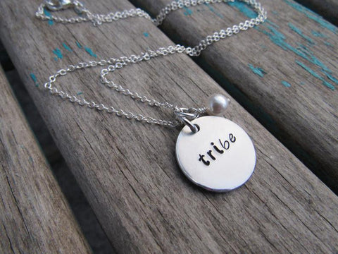 Tribe Inspiration Necklace- "tribe"- Hand-Stamped Necklace with an accent bead in your choice of colors
