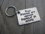 Friendship Keychain- "True friends are always together in spirit" - Anne of Green Gables quote - Hand Stamped Metal Keychain