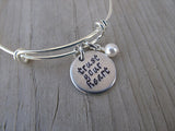 Trust Your Heart Inspiration Bracelet- "trust your heart"  - Hand-Stamped Bracelet-Adjustable Bracelet with an accent bead of your choice