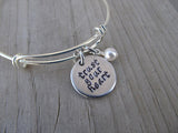 Trust Your Heart Inspiration Bracelet- "trust your heart"  - Hand-Stamped Bracelet-Adjustable Bracelet with an accent bead of your choice