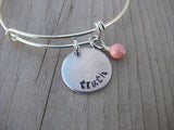 Truth Inspiration Bracelet- "truth"  - Hand-Stamped Bracelet  -Adjustable Bangle Bracelet with an accent bead of your choice