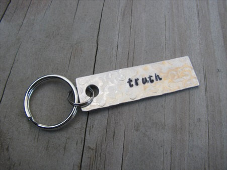 Truth Inspiration Keychain - "truth" - Hand Stamped Metal Keychain- small, narrow keychain