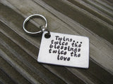 Mother of Twins or Father of Twins Keychain, "Twins...twice the blessings twice the love"- Hand Stamped Metal Keychain