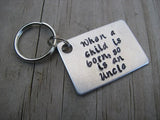 Uncle Keychain, "When a child is born, so is an Uncle" - Hand Stamped Metal Keychain