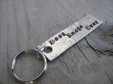 Uncle Keychain - "Best Uncle Ever" - Hand Stamped Metal Keychain- small, narrow keychain