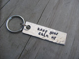 Keep Your Chin Up Inspiration Keychain - "keep your chin up" - Hand Stamped Metal Keychain- small, narrow keychain