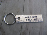 Keep Your Chin Up Inspiration Keychain - "keep your chin up" - Hand Stamped Metal Keychain- small, narrow keychain