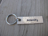 Serenity Inspiration Keychain - "serenity"  - Hand Stamped Metal Keychain- small, narrow keychain