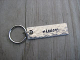 Wisdom Inspiration Keychain - "wisdom"  - Hand Stamped Metal Keychain- small, narrow keychain
