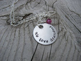 Grandmother's Necklace- Hand-stamped "We love Grandma"  - Hand-Stamped Necklace with an accent bead of your choice