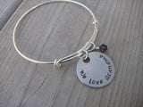 Grandmother's Bracelet- "We love Grandma" Bracelet-  Hand-Stamped Bracelet- Adjustable Bangle Bracelet with an accent bead of your choice