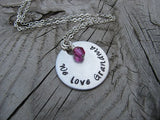 Grandmother's Necklace- Hand-stamped "We love Grandma"  - Hand-Stamped Necklace with an accent bead of your choice
