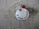 I Will Survive Inspiration Necklace- "I will survive" - Hand-Stamped Necklace with an accent bead in your choice of colors