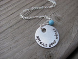 Spread Your Wings Inspiration Necklace- "spread your wings" - Hand-Stamped Necklace with an accent bead in your choice of colors