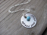 Spread Your Wings Inspiration Necklace- "spread your wings" - Hand-Stamped Necklace with an accent bead in your choice of colors