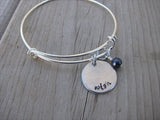 Wish Inspiration Bracelet- "wish"  - Hand-Stamped Bracelet  -Adjustable Bangle Bracelet with an accent bead of your choice