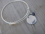 Wish Inspiration Bracelet- "wish"  - Hand-Stamped Bracelet  -Adjustable Bangle Bracelet with an accent bead of your choice