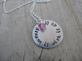 Inspiration Necklace- "dream it wish it do it"  - Hand-Stamped Necklace with an accent bead in your choice of colors