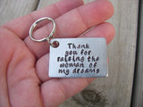 Keychain Set- Mother in Law Gifts- "Thank you for raising the man of my dreams" and "Thank you for raising the woman of my dreams" - Hand Stamped Metal Keychains