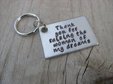 Mother in Law Keychain- "Thank you for raising the woman of my dreams"- Hand Stamped Metal Keychain
