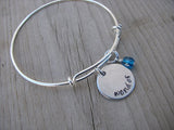 Wonder Inspiration Bracelet- "wonder"  - Hand-Stamped Bracelet  -Adjustable Bangle Bracelet with an accent bead of your choice