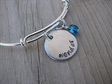 Wonder Inspiration Bracelet- "wonder"  - Hand-Stamped Bracelet  -Adjustable Bangle Bracelet with an accent bead of your choice