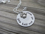 Pawprint Necklace- Dog Lover Necklace- Hand-Stamped "you had me at woof" with pawprint - Hand-Stamped Necklace with an accent bead of your choice