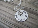 Pawprint Necklace- Dog Lover Necklace- Hand-Stamped "you had me at woof" with pawprint - Hand-Stamped Necklace with an accent bead of your choice