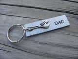 Gift for Dad- Keychain- Father's Keychain "Dad"- Keychain- Textured, with Wrench- Small, Textured, Rectangle Key Chain