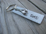 Gift for Dad- Keychain- Father's Keychain "Dad"- Keychain- Textured, with Wrench- Small, Textured, Rectangle Key Chain