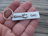Gift for Dad- Keychain- Father's Keychain "Dad"- Keychain- Textured, with Wrench- Small, Textured, Rectangle Key Chain