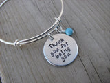 Thank You Bracelet- "Thank you for being you" - Hand-Stamped Bracelet- Adjustable Bangle Bracelet with an accent bead of your choice